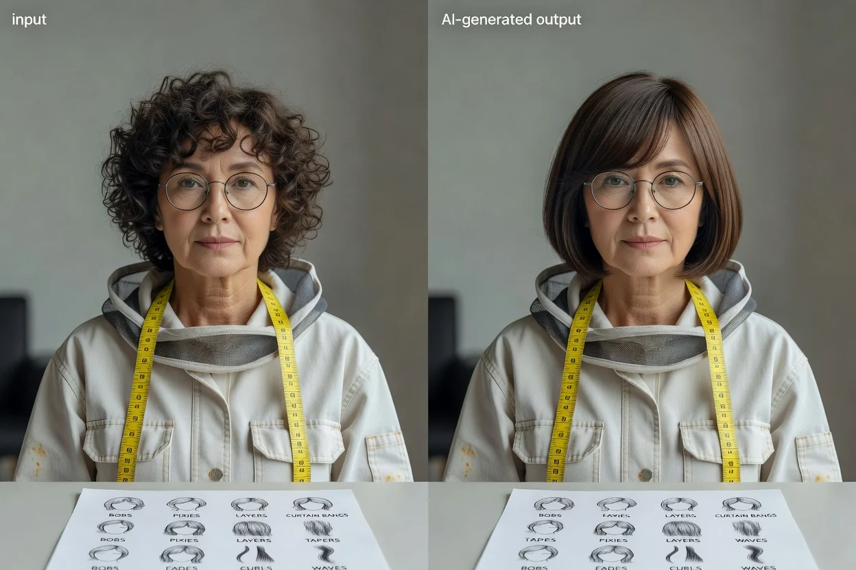 Planned haircut and hair texture preview variations