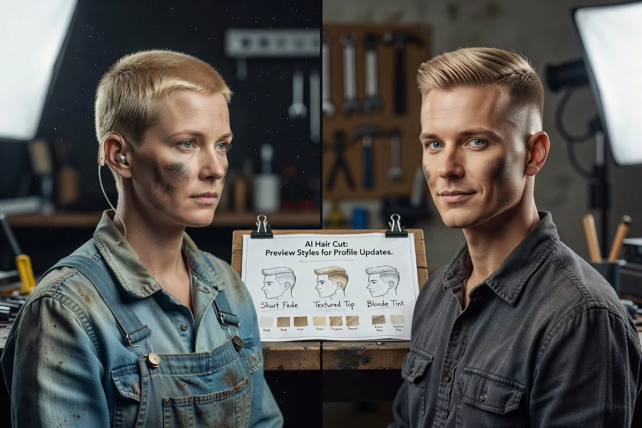 Planned haircut preview used for profile photo planning