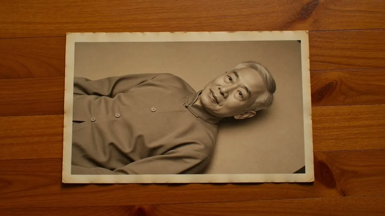 A sepia parlor print wakes into a slow blink and moving curtain