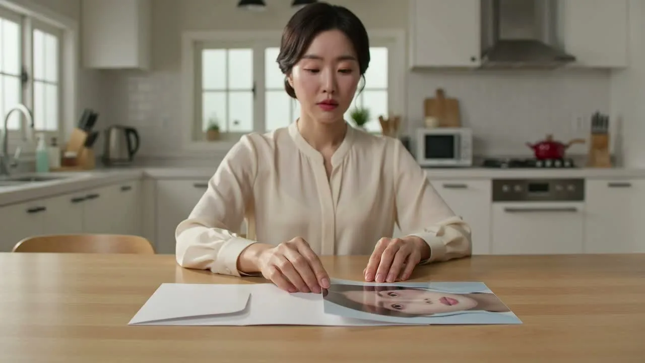 A paper print on a table compared with the moving clip