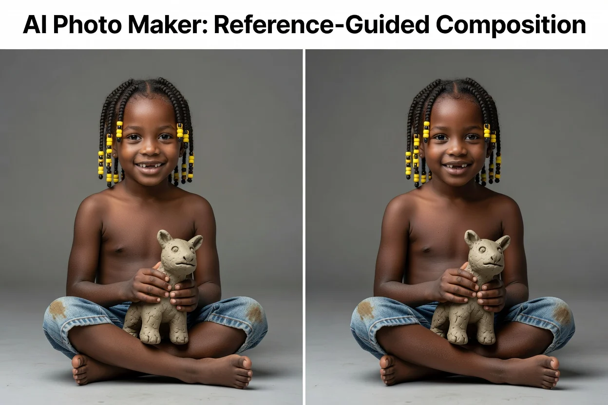 Planned reference-guided AI photo composition