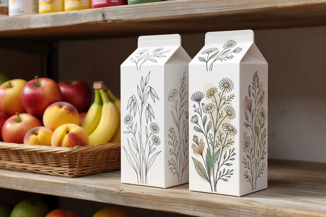 Ejemplo previsto de dirección visual guiada por referencias en el generador de diseños de envases para alimentos