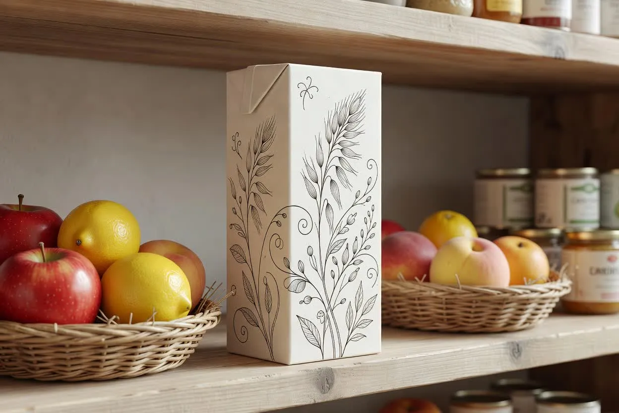 Ejemplo previsto de resultado de visualización de concepto en el generador de diseños de envases para alimentos
