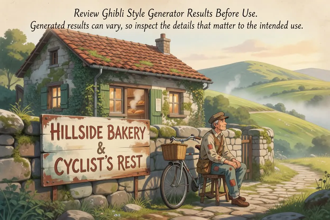 Planned ghibli style generator review example