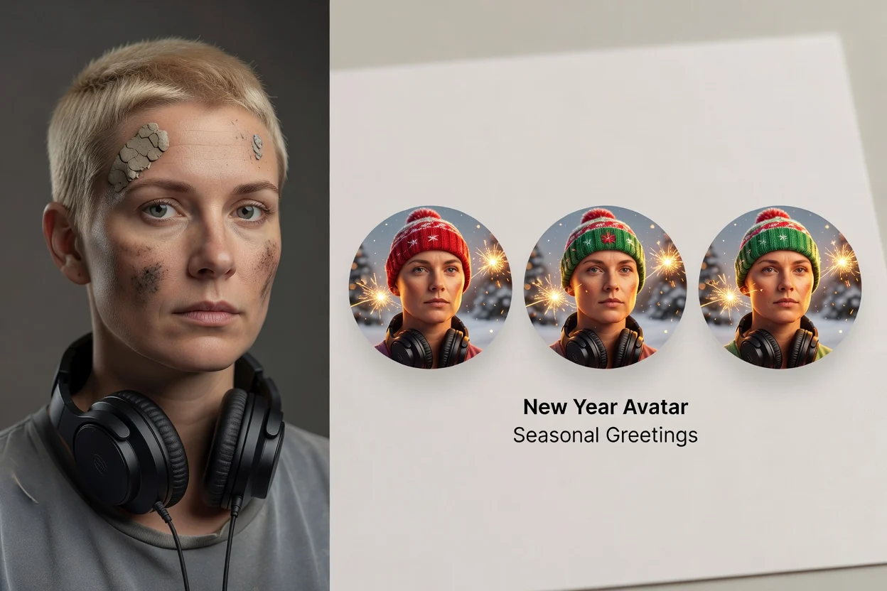Planned festive New Year avatar created from a portrait