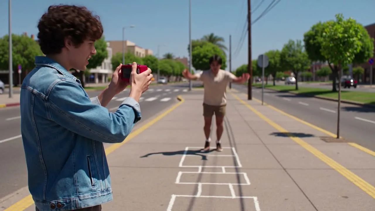 Hopscotch kept, world shifted from sun to magenta night