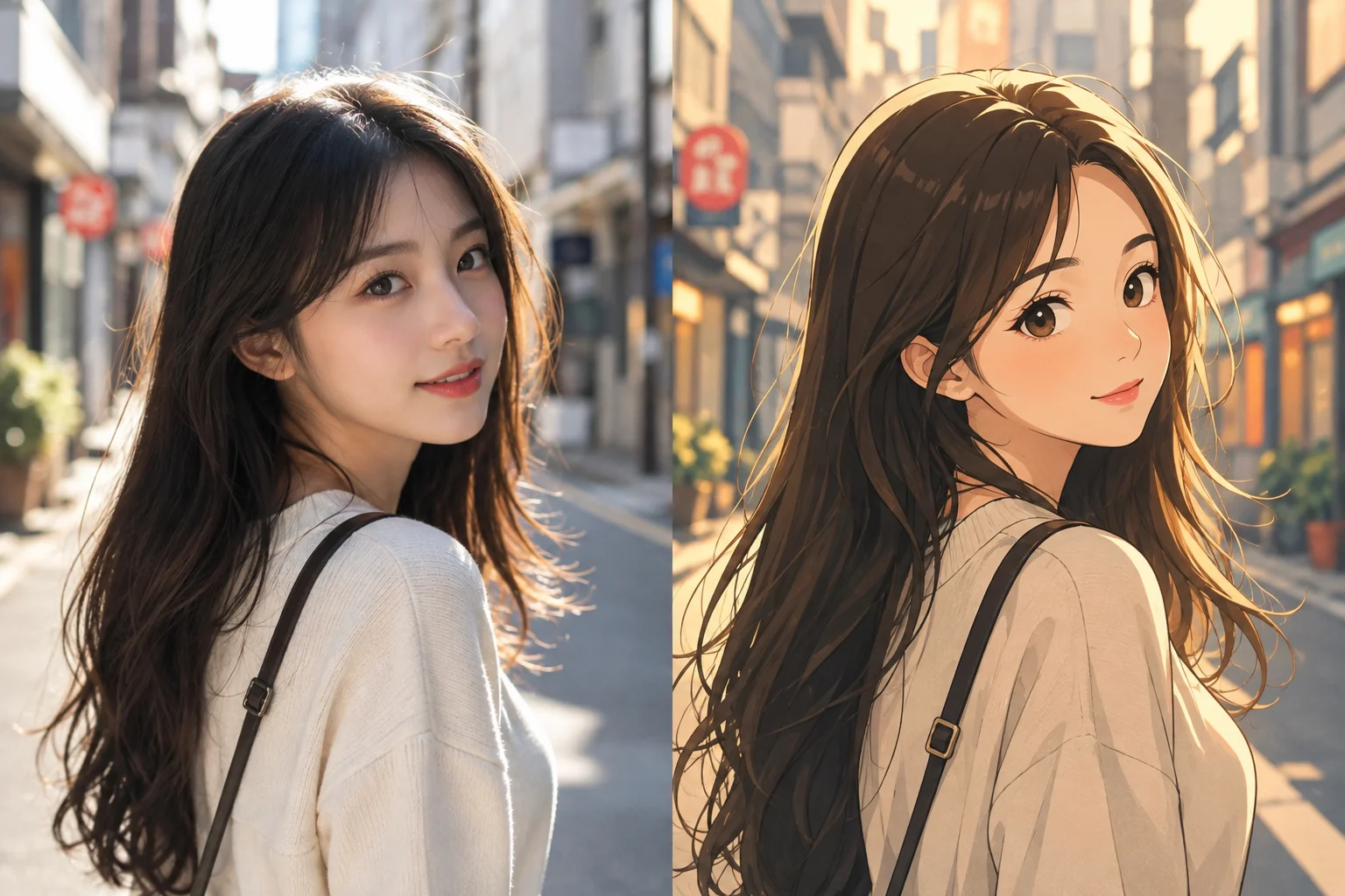 Un resultado de ejemplo creado por la plantilla de filtro de anime con IA