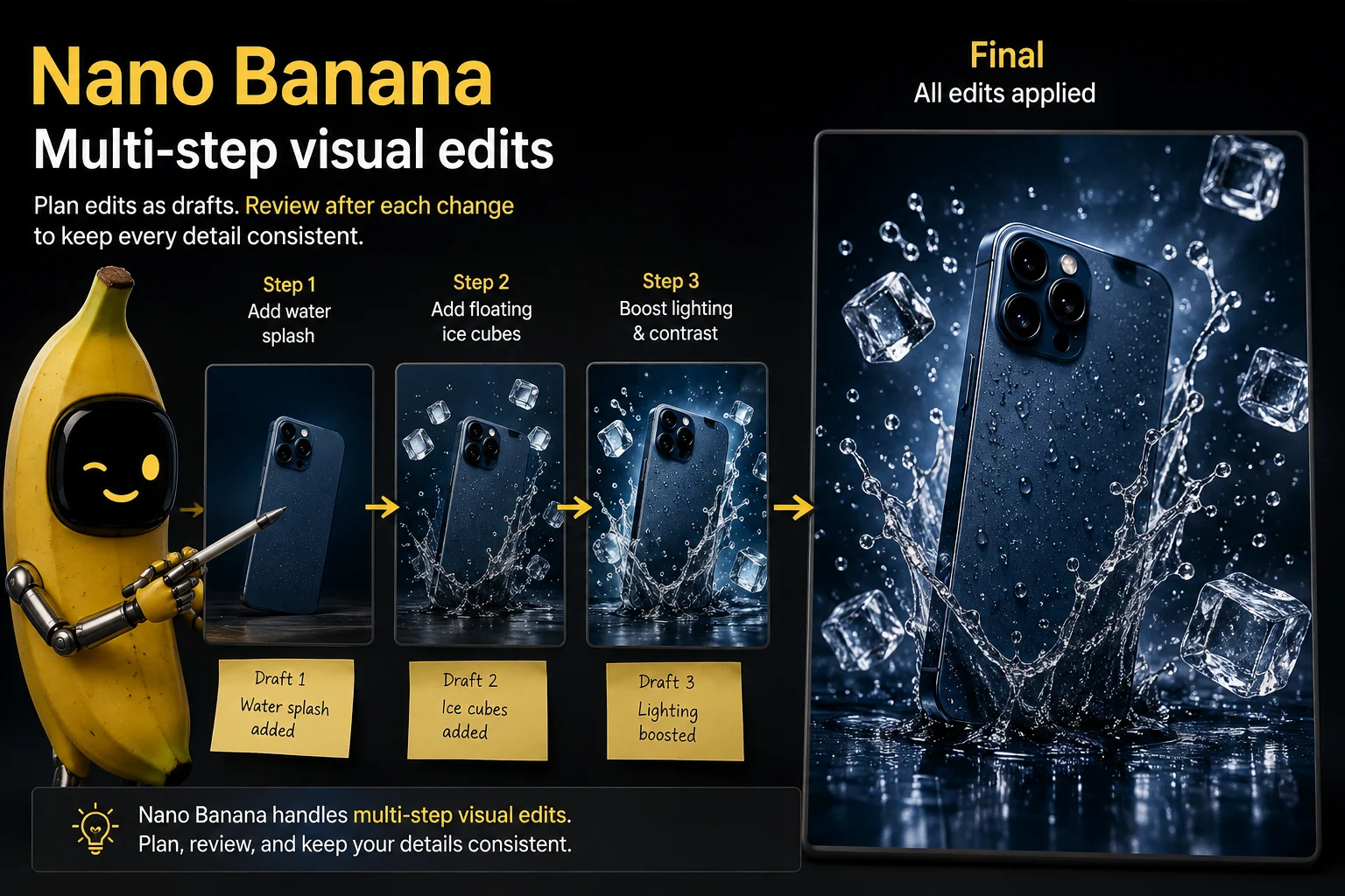 Nano Banana multi-step visual edit example