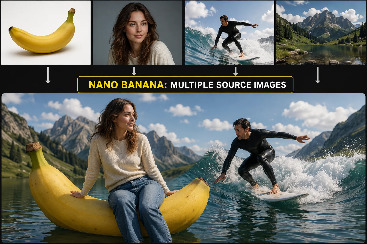 Nano Banana multiple source image combination example