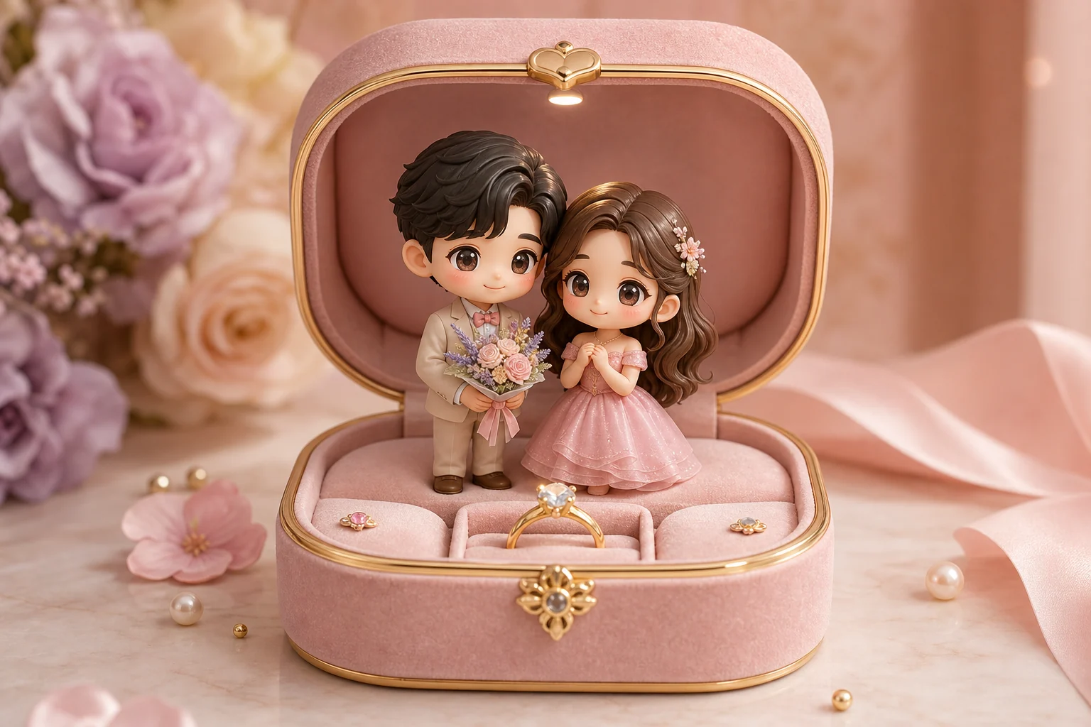 AI 3D Chibi Couple Jewelry Box Example 1