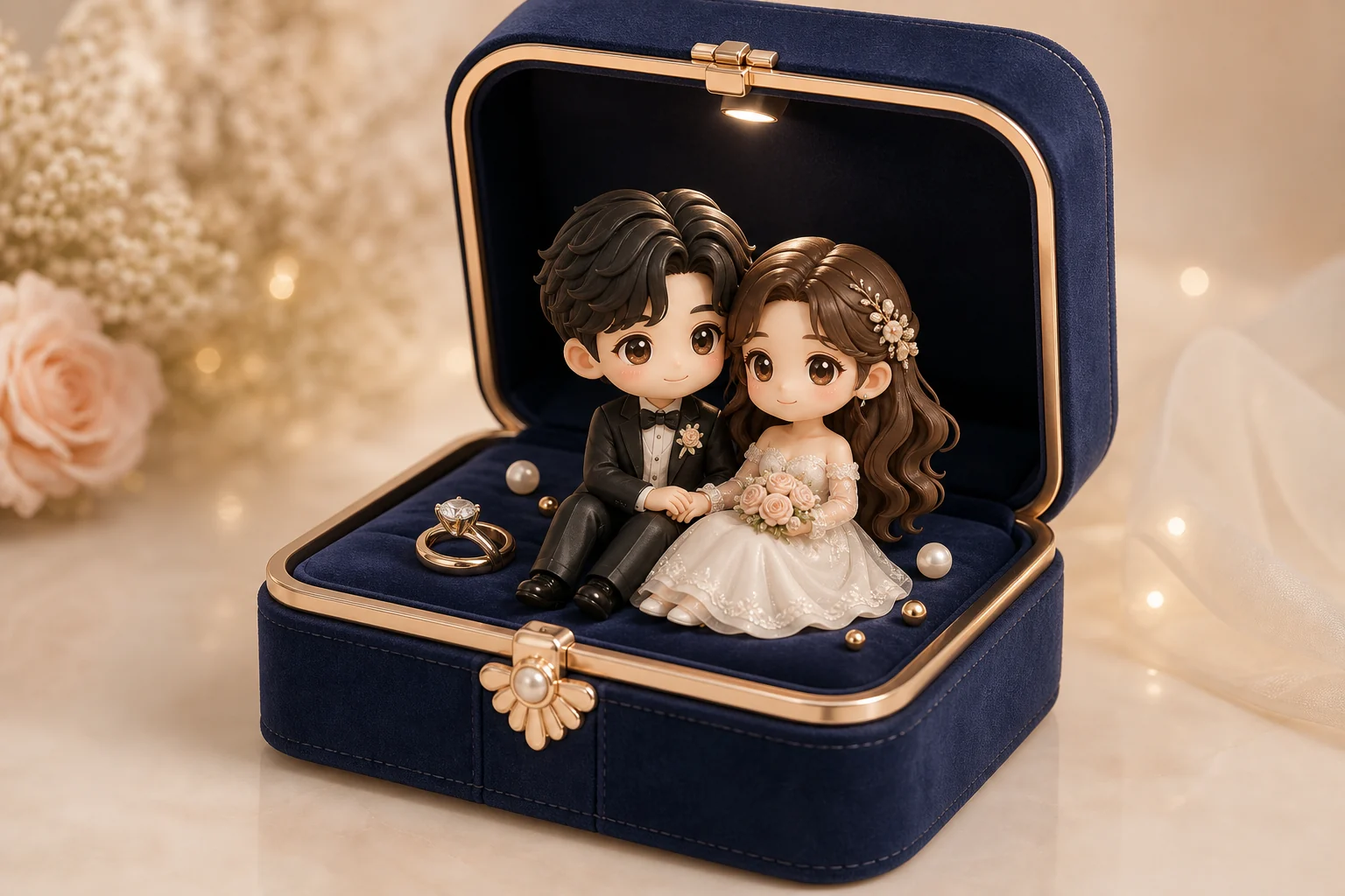 AI 3D Chibi Couple Jewelry Box Example 2
