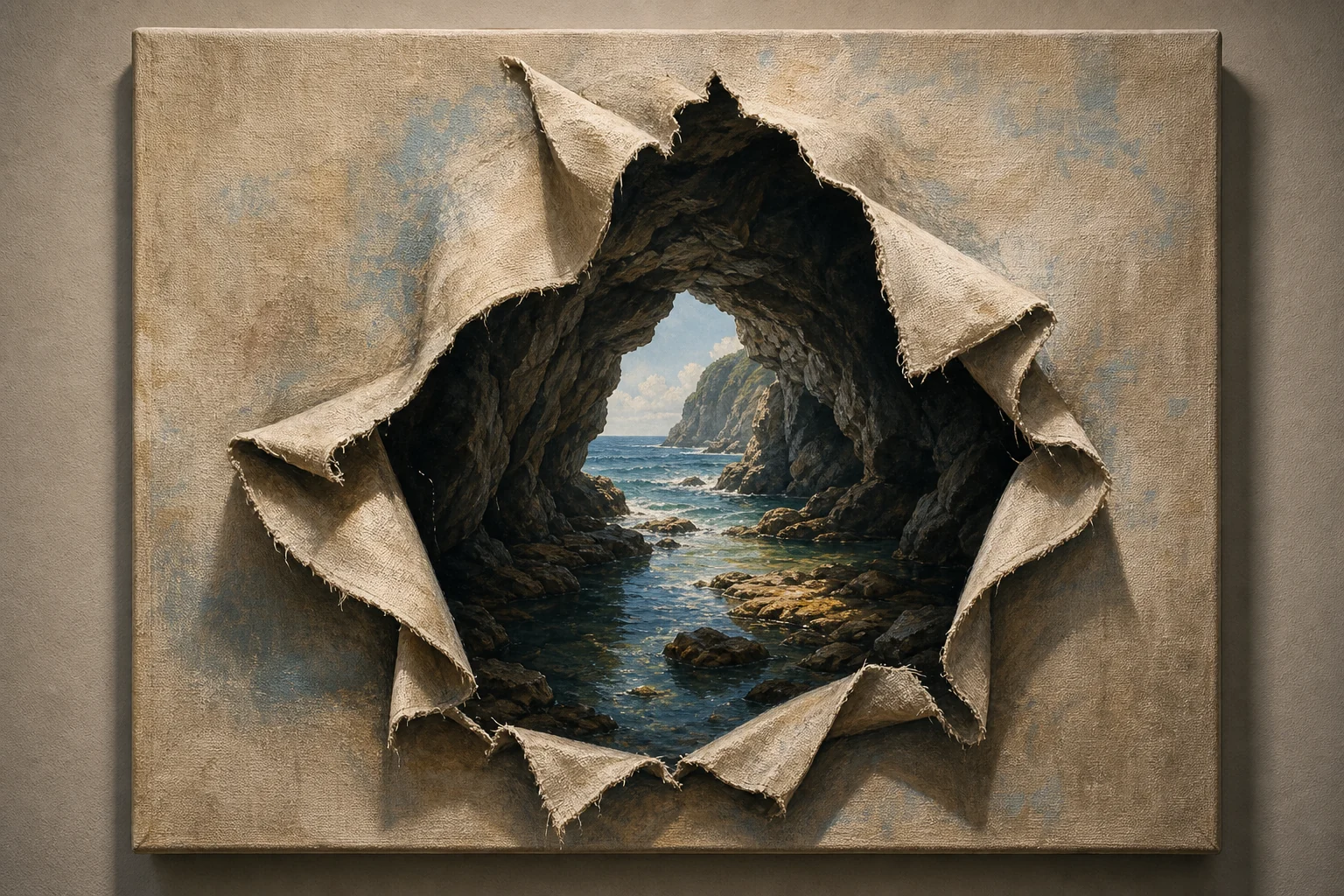 AI 3D Trompe L'Oeil Art Generator sample result with a realistic wall-bending optical illusion artwork 6