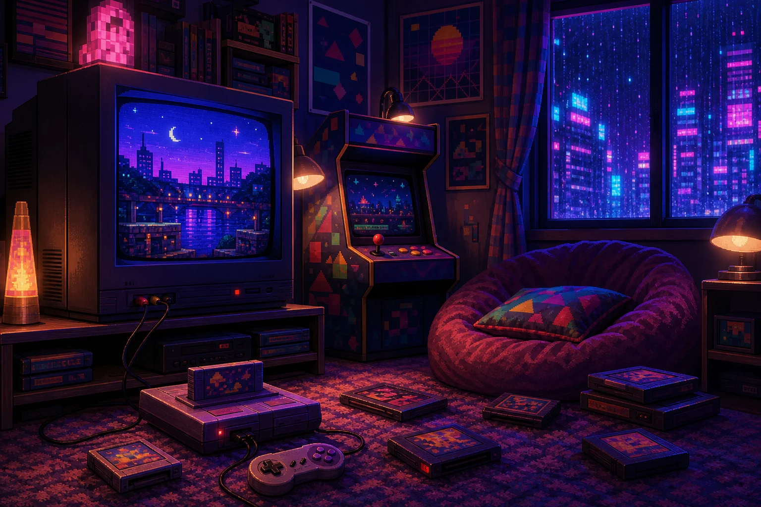AI 90s Gaming Scene Generator sample result with a nostalgic console-era gaming room scene 2