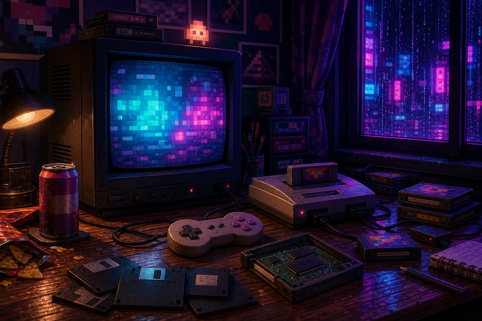 AI 90s Gaming Scene Generator sample result with a nostalgic console-era gaming room scene 3