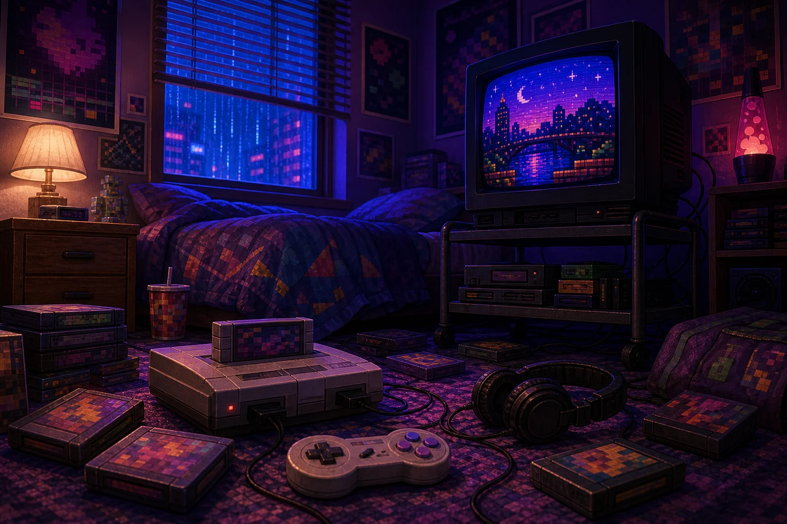 AI 90s Gaming Scene Generator sample result with a nostalgic console-era gaming room scene 4