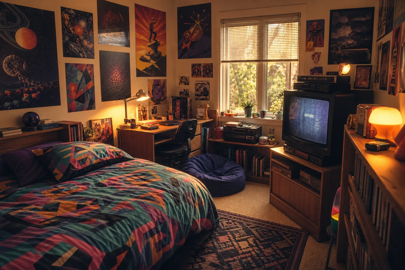 AI 90s Retro Room Filter sample result with a nostalgic 1990s bedroom or living room look 1