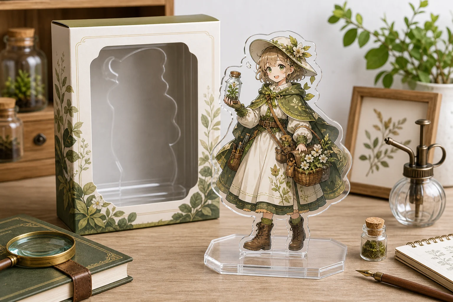 AI Acrylic Action Figure Generator sample result with a clear acrylic stand-style action figure render 4