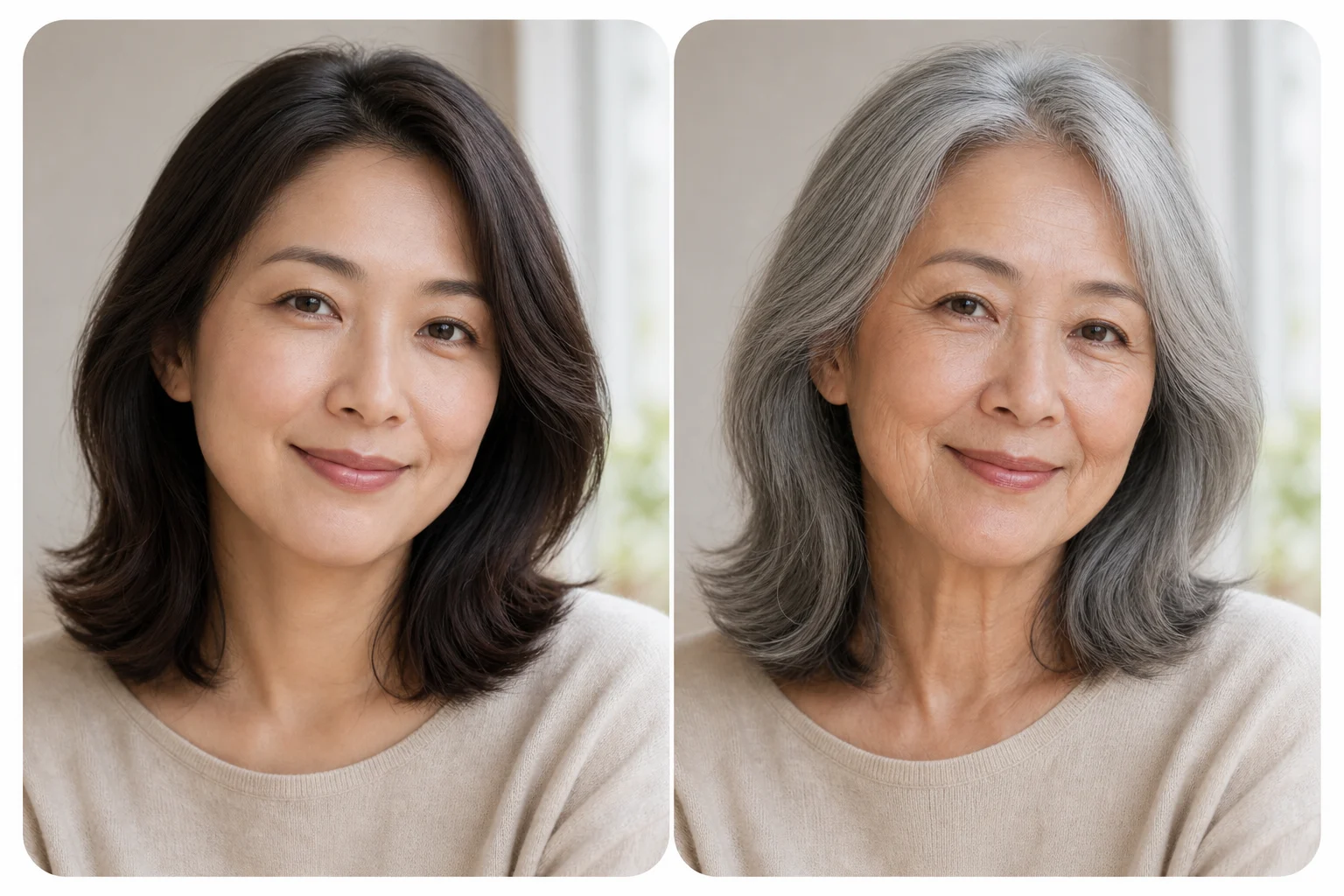 AI Aging Filter sample result with a natural older-version portrait 3