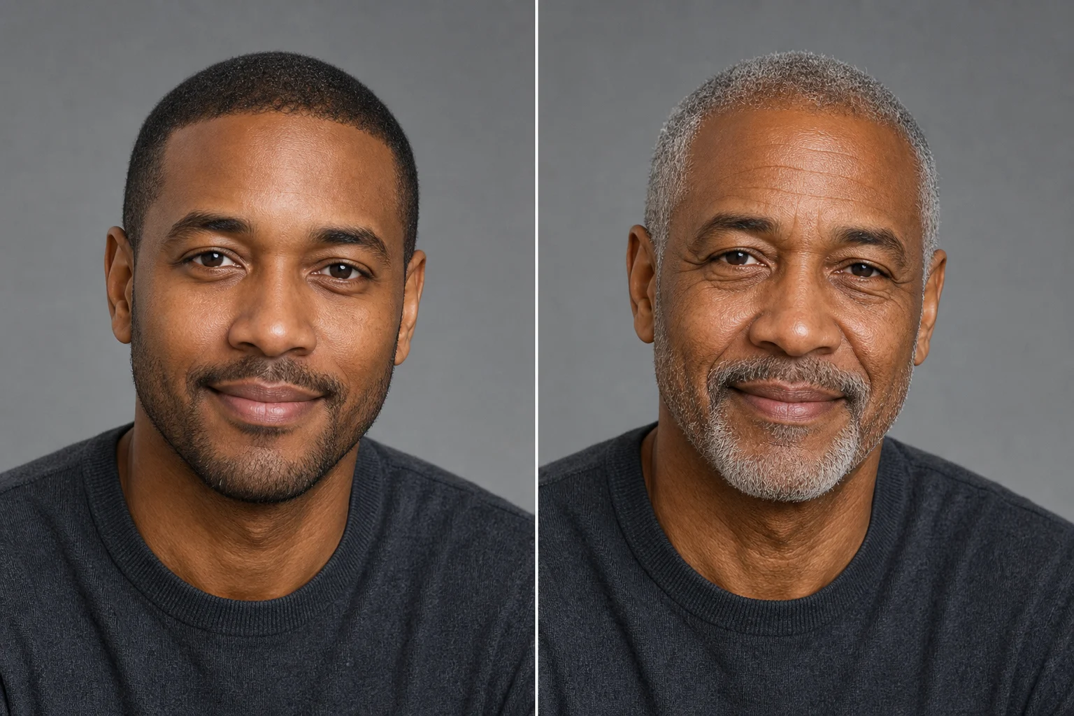 AI Aging Filter sample result with a natural older-version portrait 4