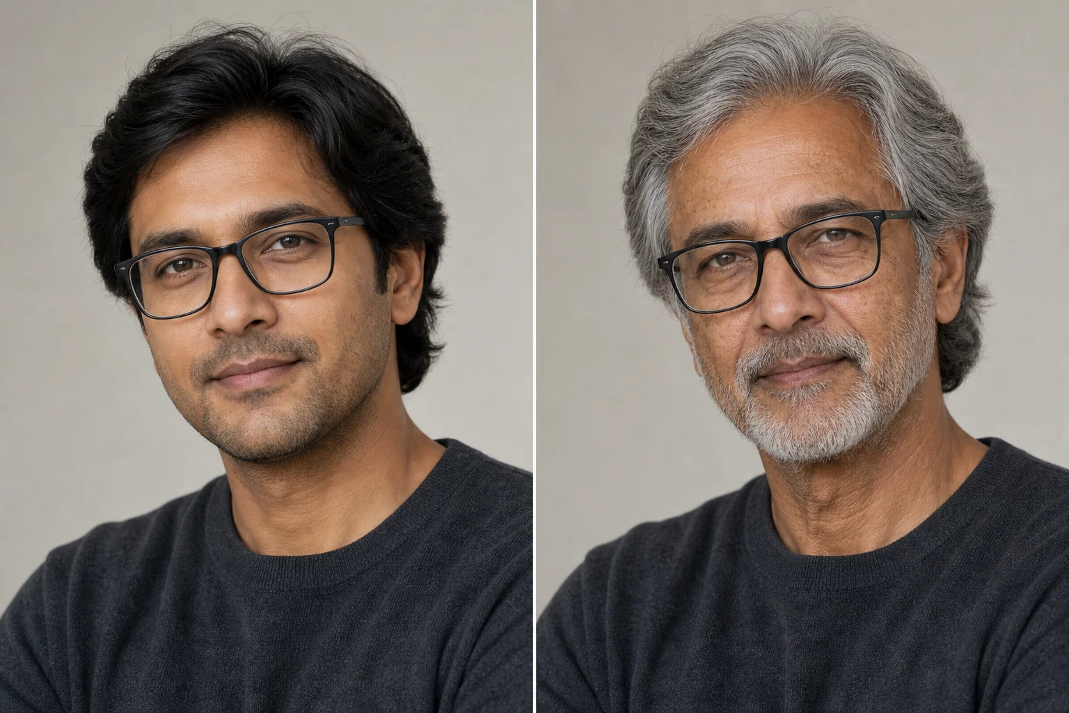 AI Aging Filter sample result with a natural older-version portrait 6