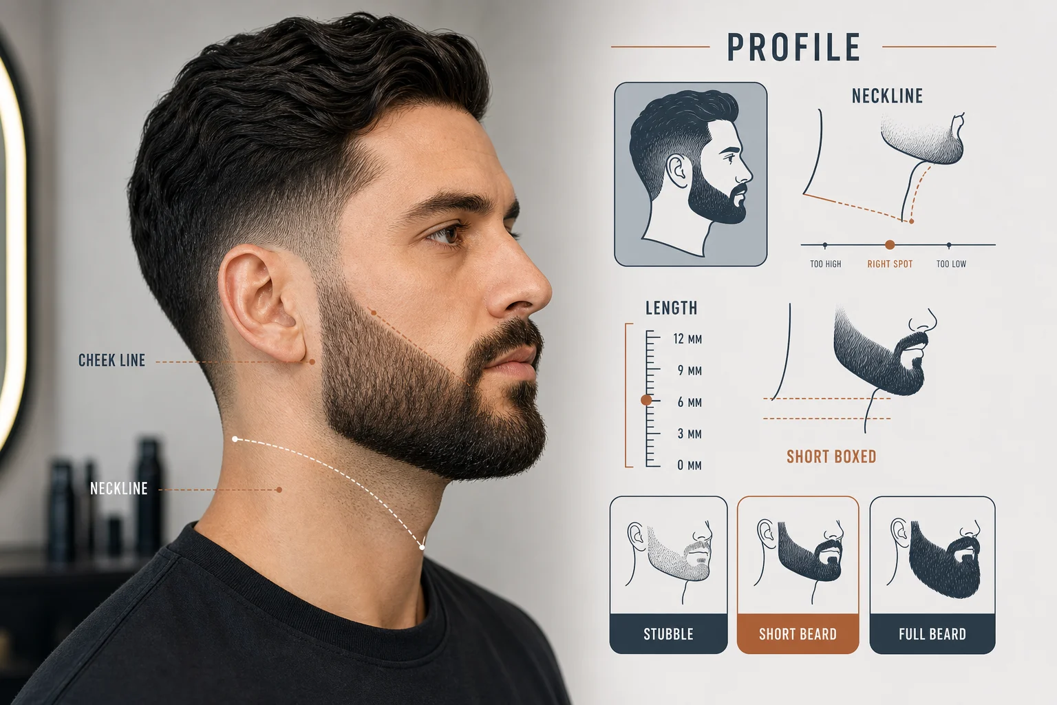 side profile beard analysis poster