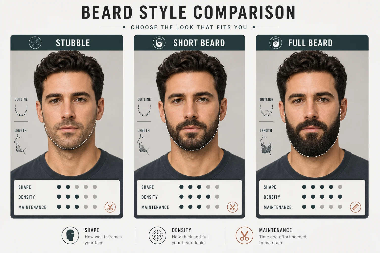 beard style comparison poster example