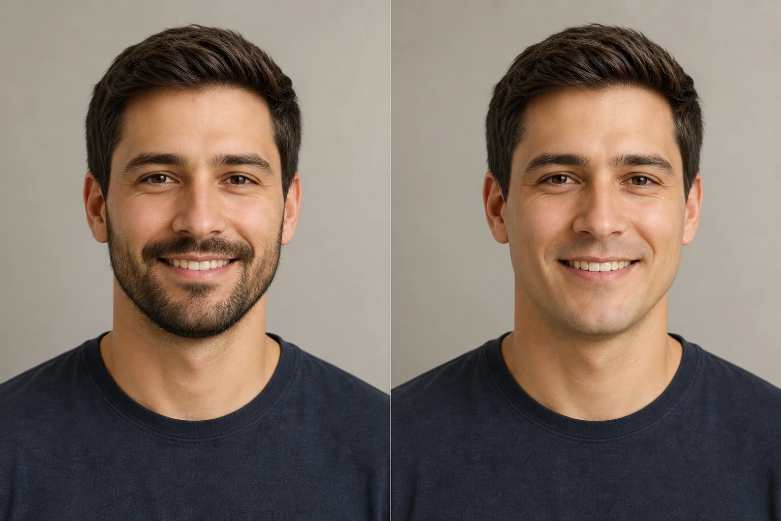 AI Beardless Filter clean-shaven preview example 1