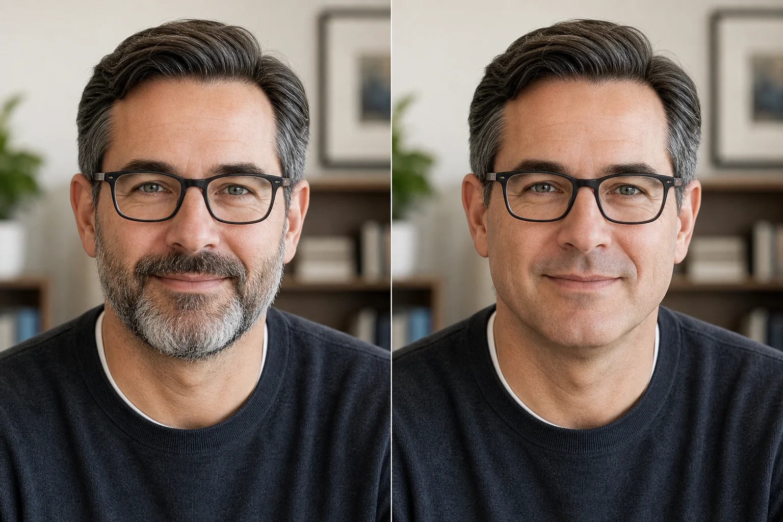 AI Beardless Filter clean-shaven preview example 3