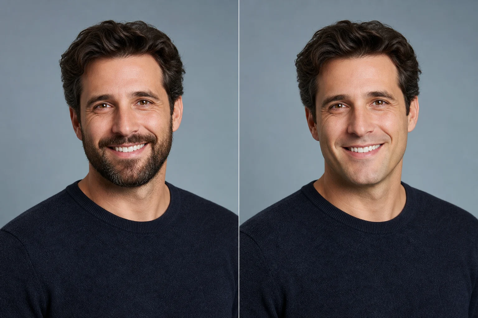 AI Beardless Filter clean-shaven preview example 6