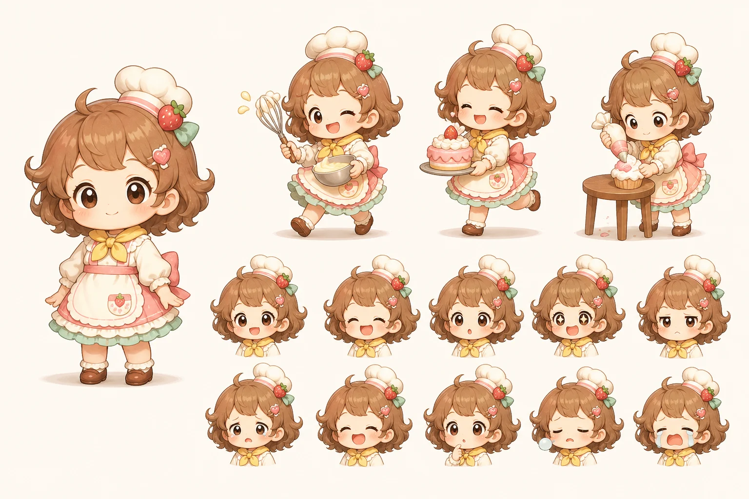 kawaii character reference sheet