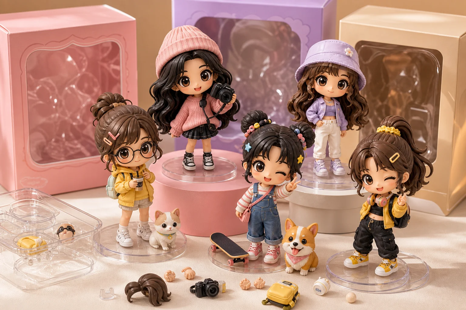 AI Chibi Action Figure Set Generator