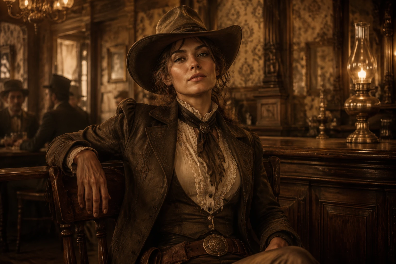 Vintage saloon cowgirl portrait