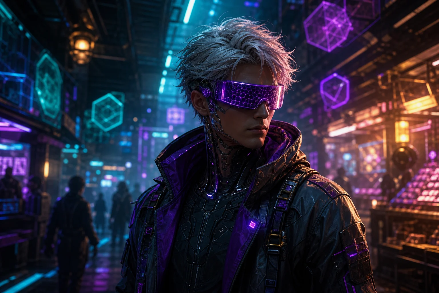 a neon cyberpunk portrait example 1