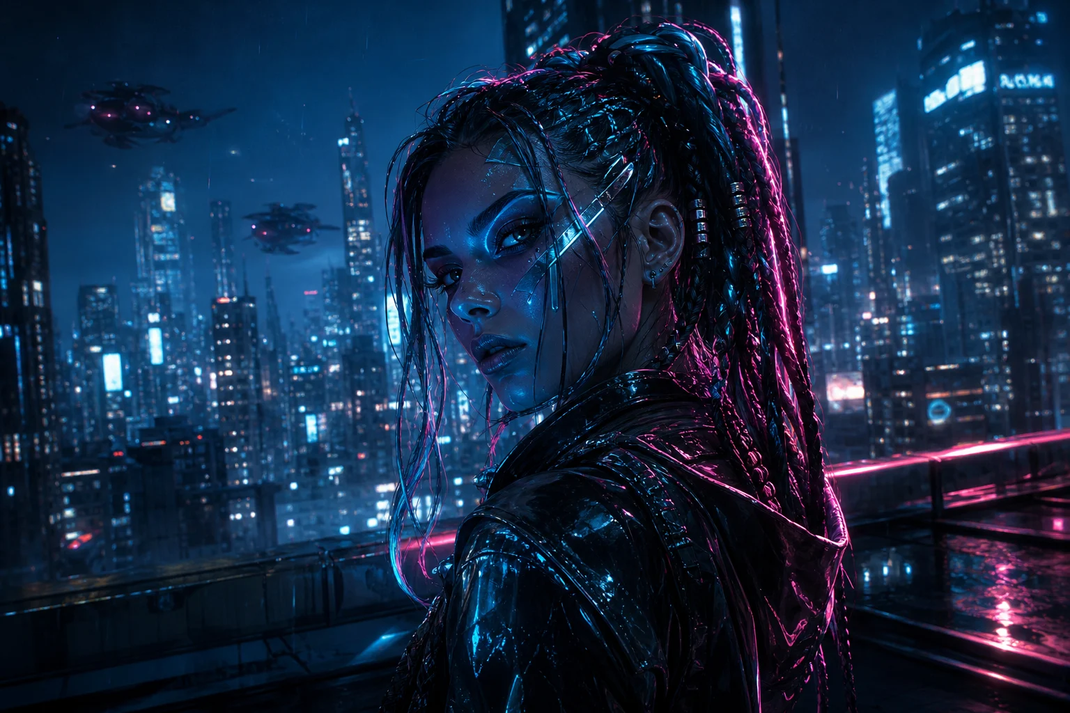 a neon cyberpunk portrait example 2