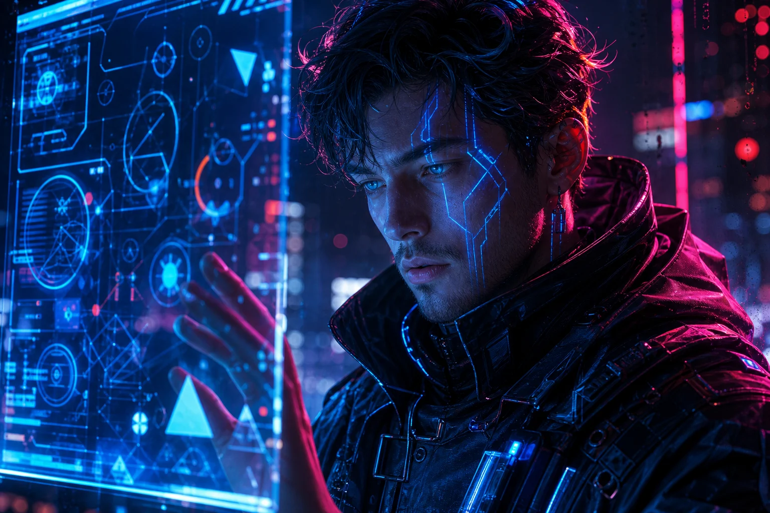 a neon cyberpunk portrait example 6