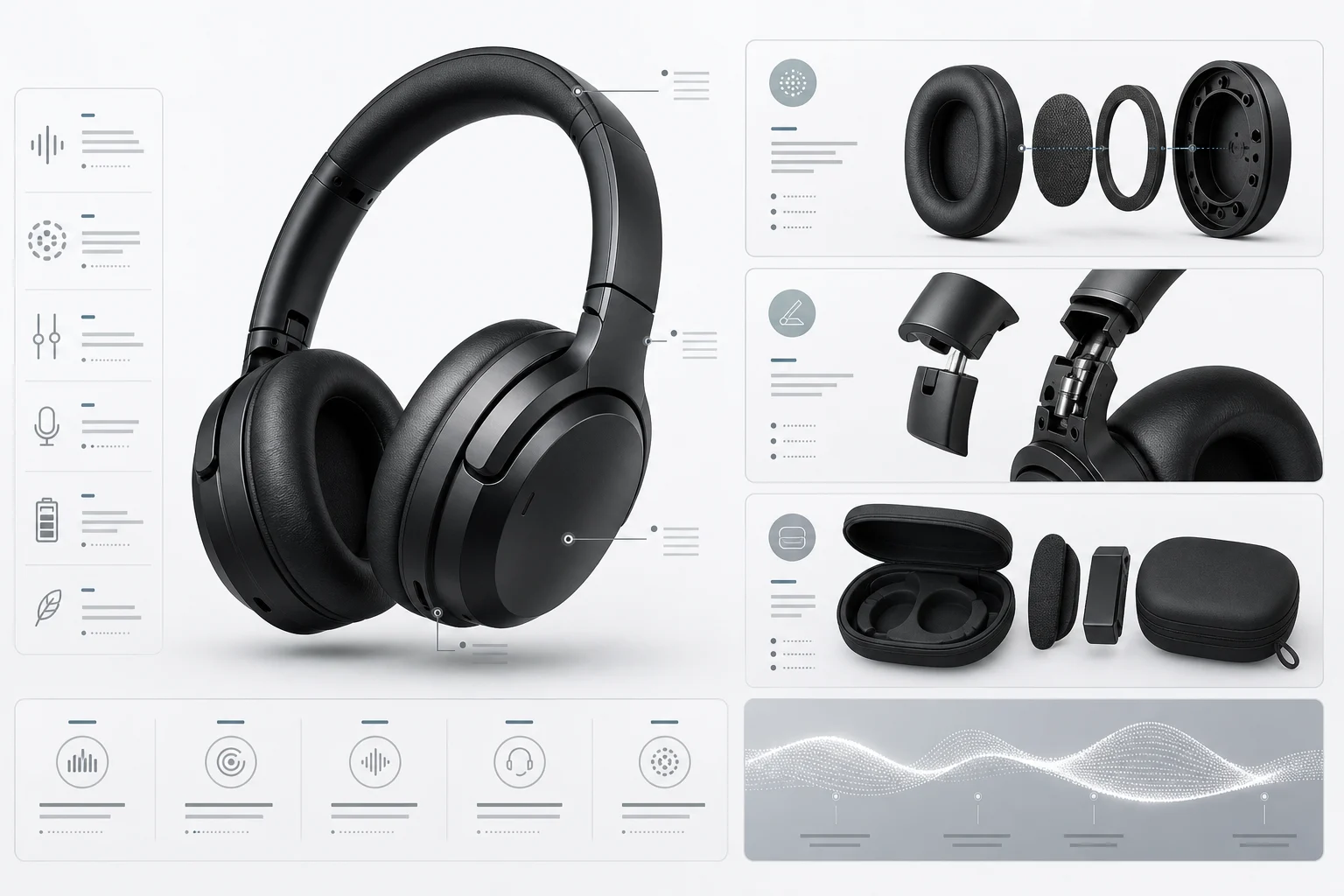wireless headphone product infographic example