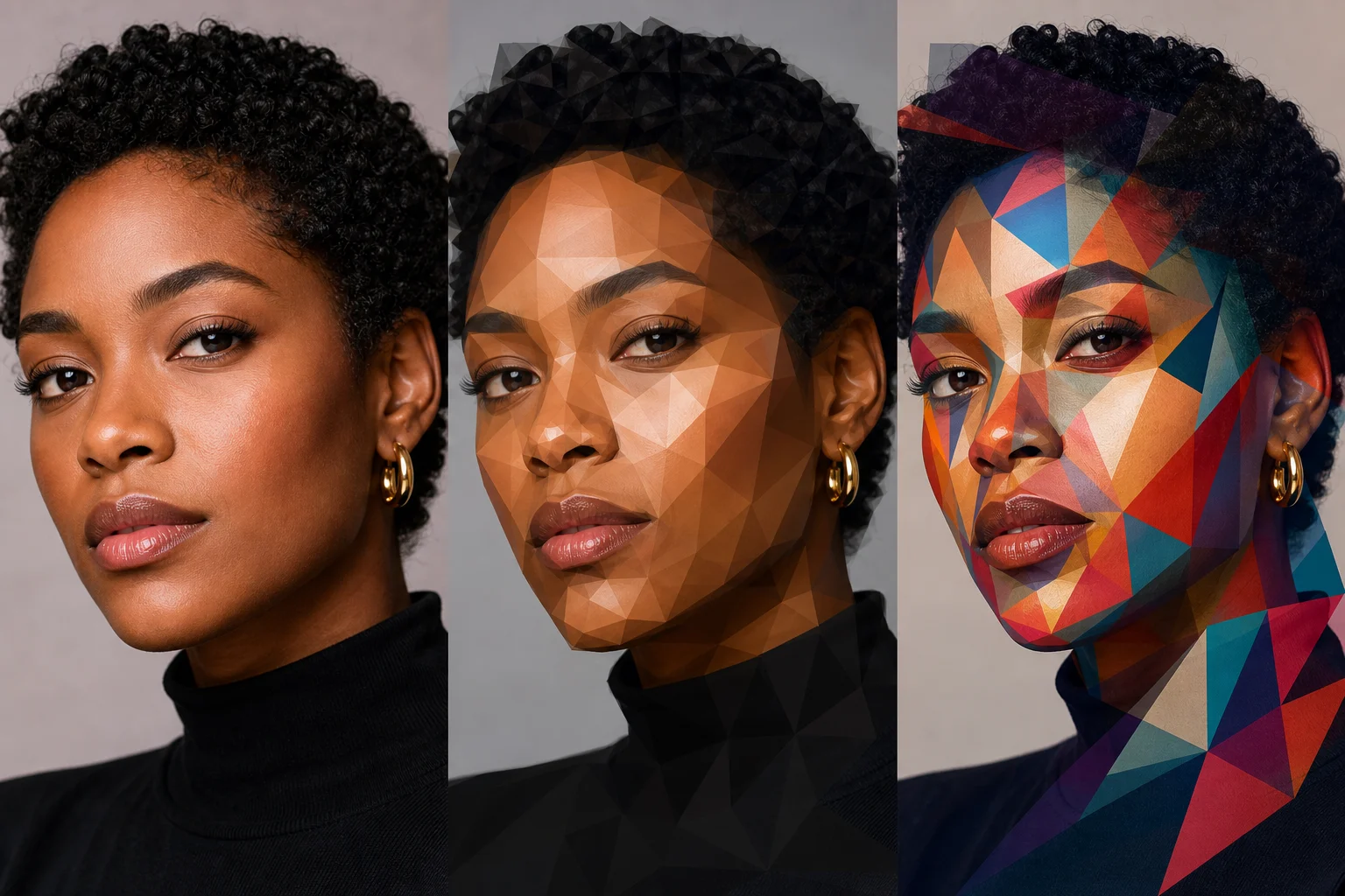 AI geometric face effect example 1