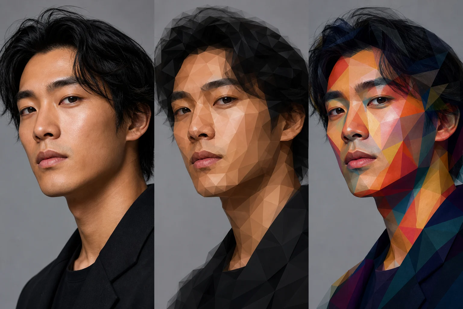 AI geometric face effect example 2
