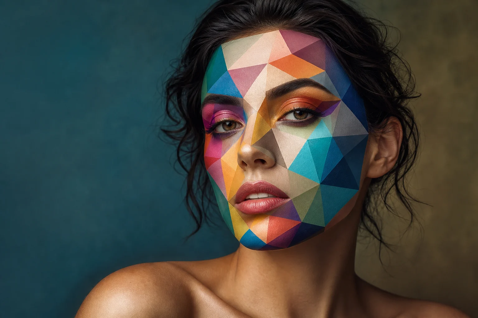 AI geometric face effect example 3
