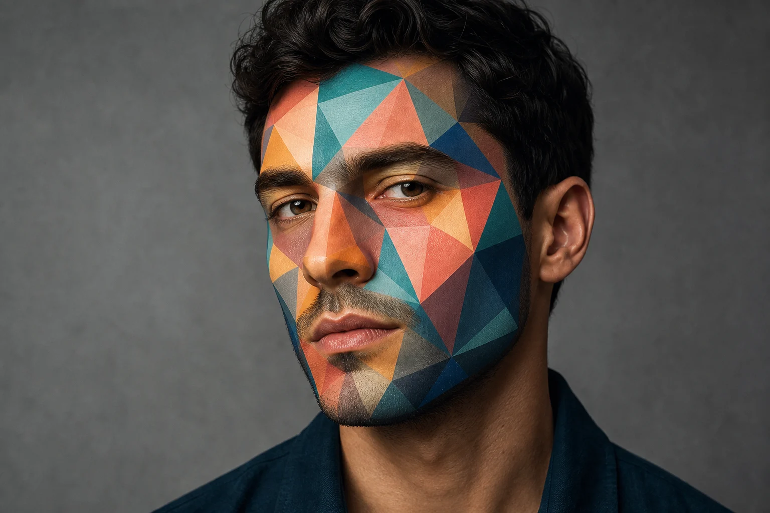 AI geometric face effect example 4
