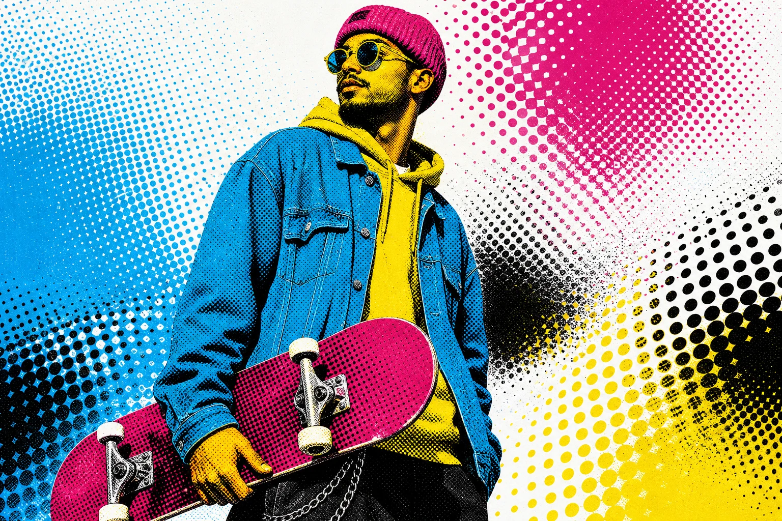 AI halftone effect portrait with retro dot shading 2