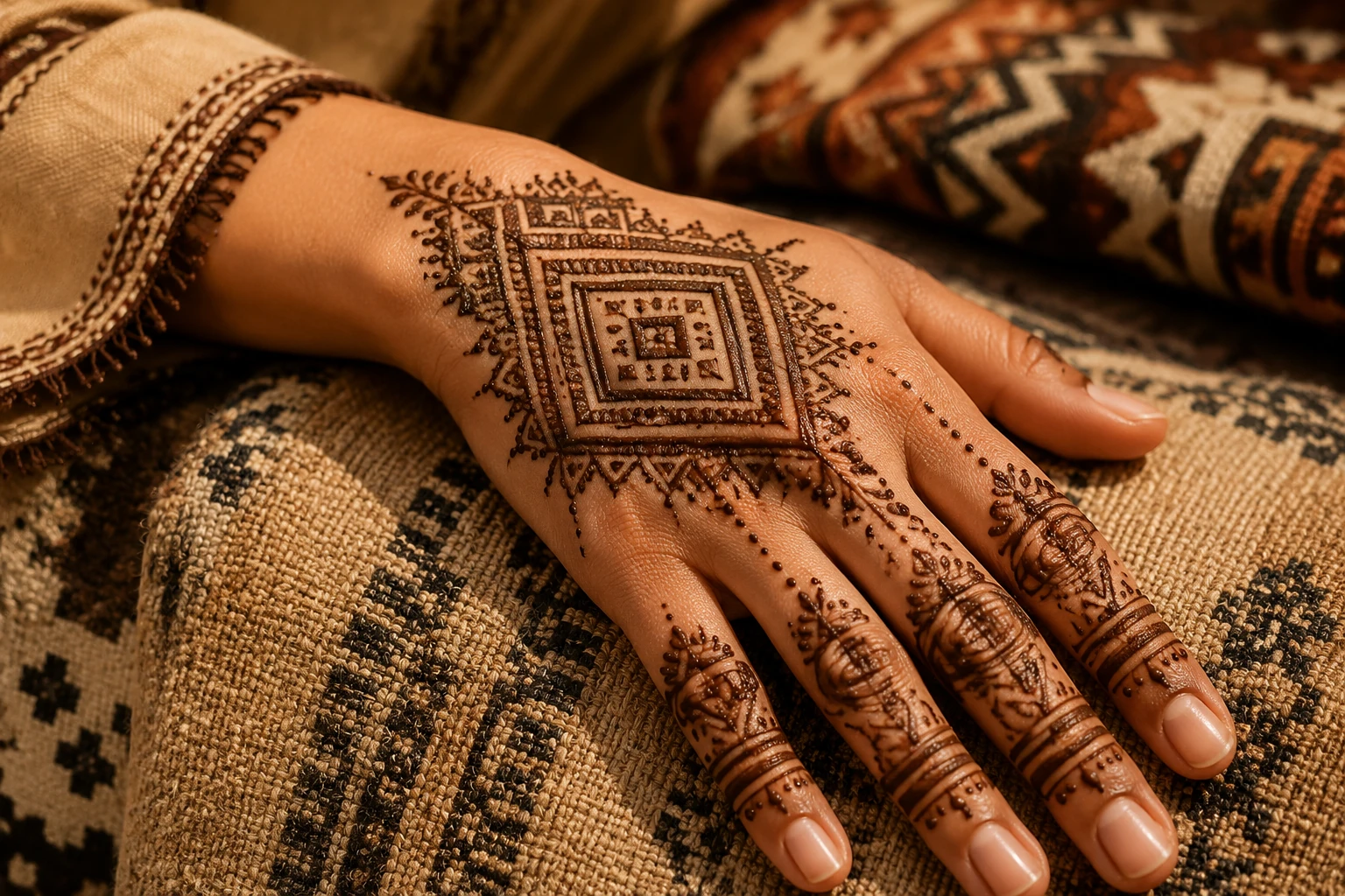 Moroccan geometric henna pattern