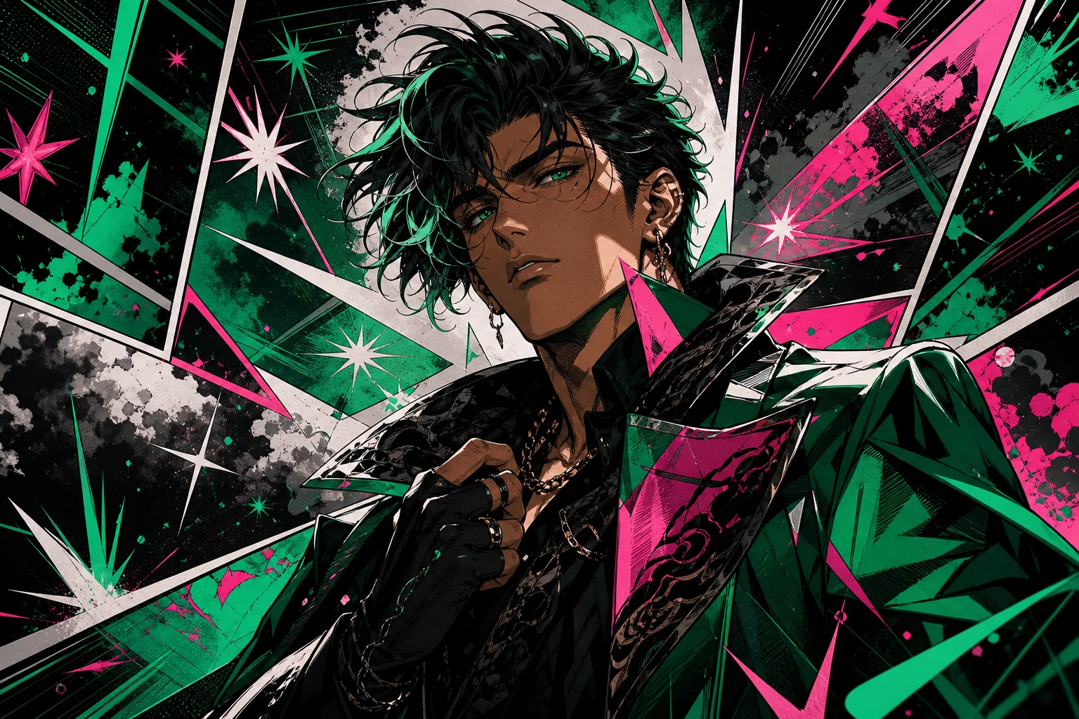 AI JoJo filter anime portrait with bold ink lines 2