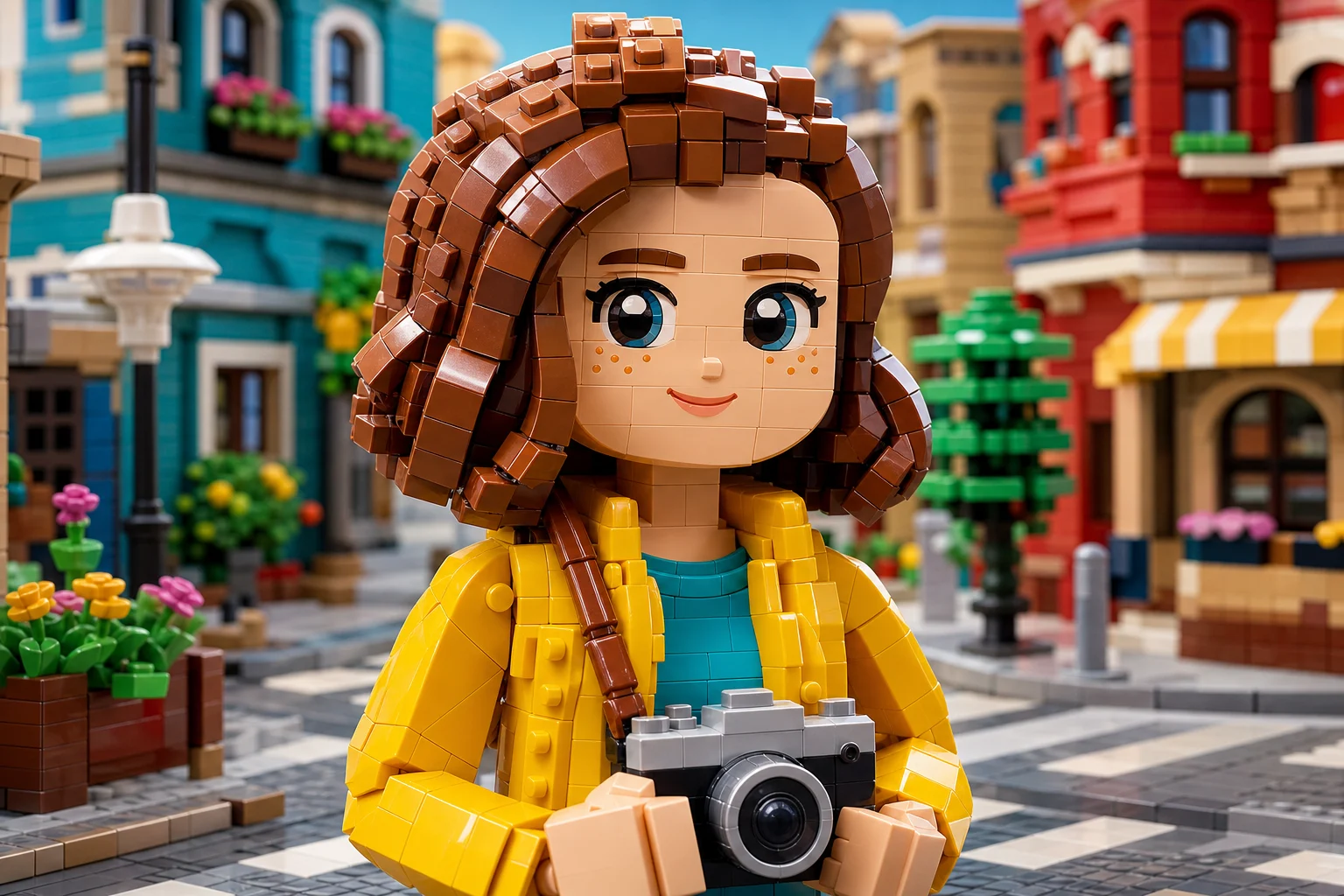 AI LEGO filter brick-style portrait result 1