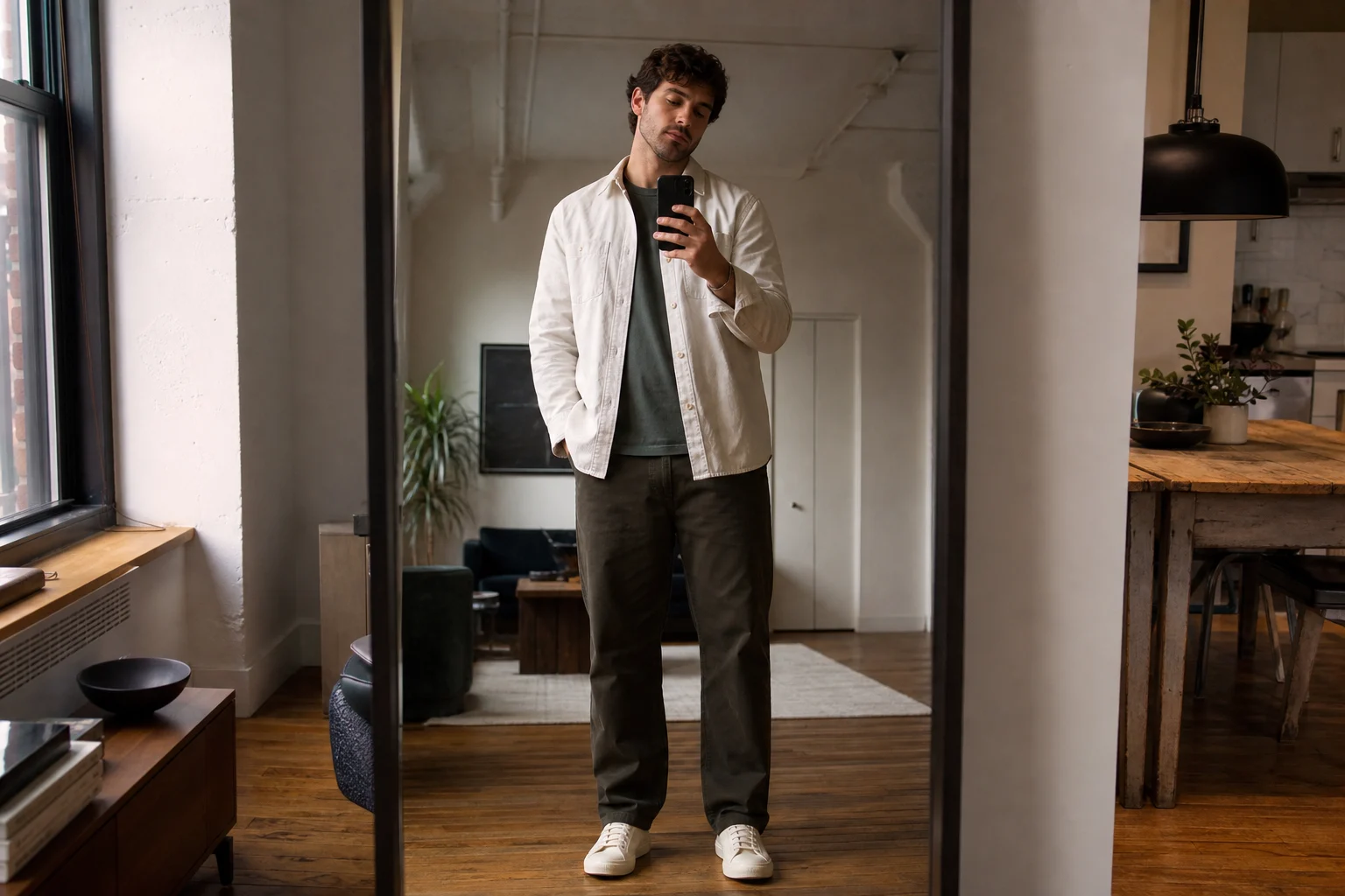 Realistic AI mirror selfie result 1