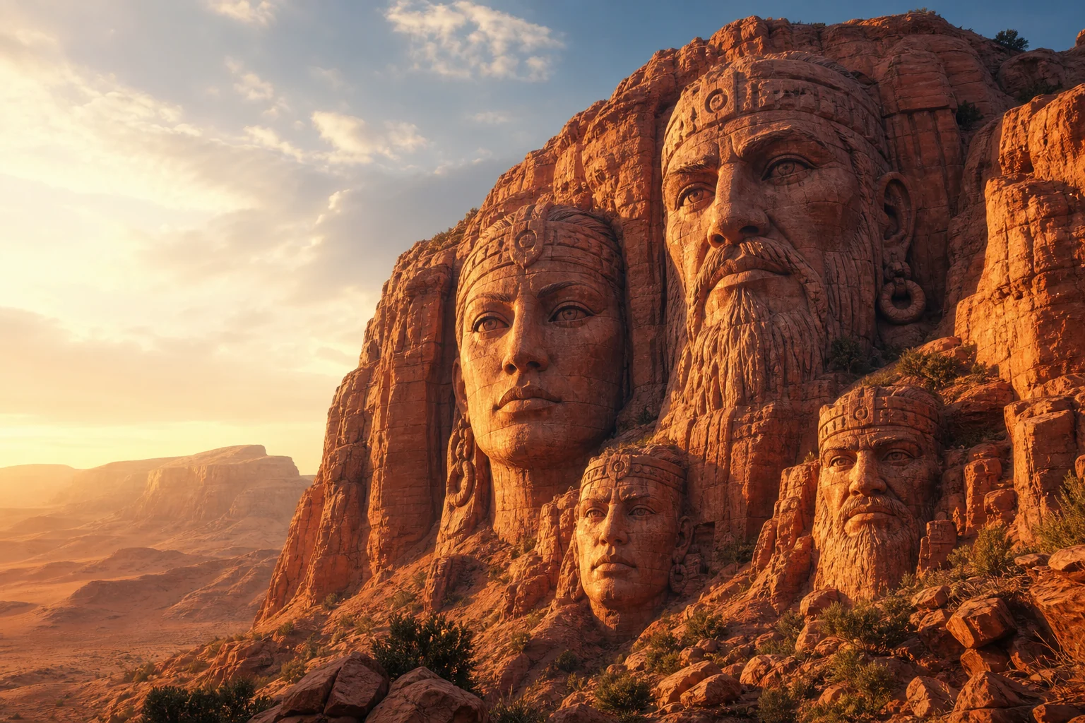 Mount Rushmore-style carved stone portrait 5