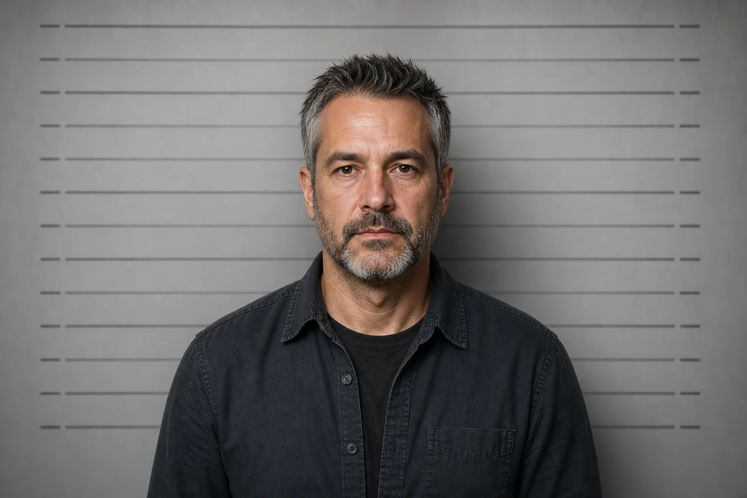 Cinematic AI mugshot-style portrait 2