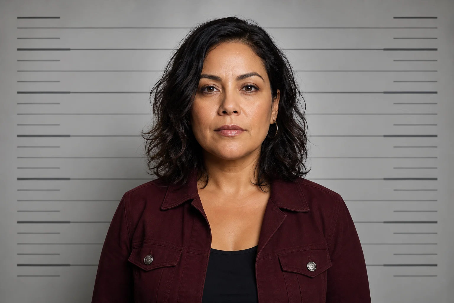 Cinematic AI mugshot-style portrait 5