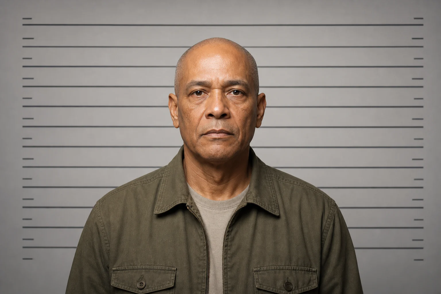 Cinematic AI mugshot-style portrait 6