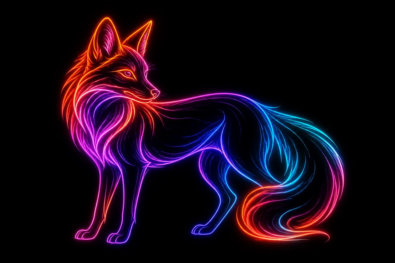 Glowing neon line art portrait result 3